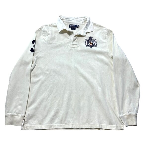 Polo By Ralph Lauren Mens Size XL Cream Long Sleeve Polo Shirt - Picture 1 of 11